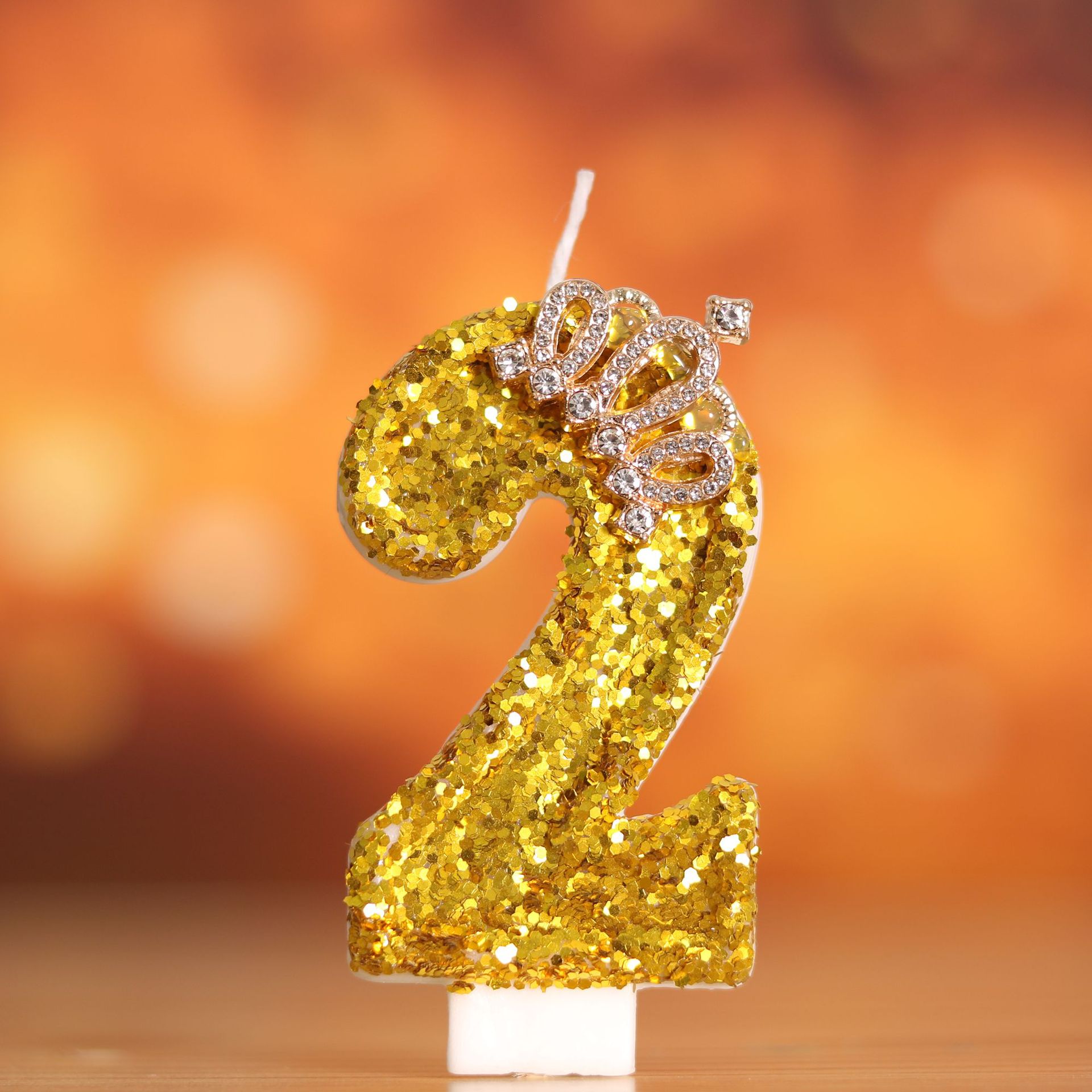 Holiday Candle Set - Gâteau d'anniversaire numérique couronne en or