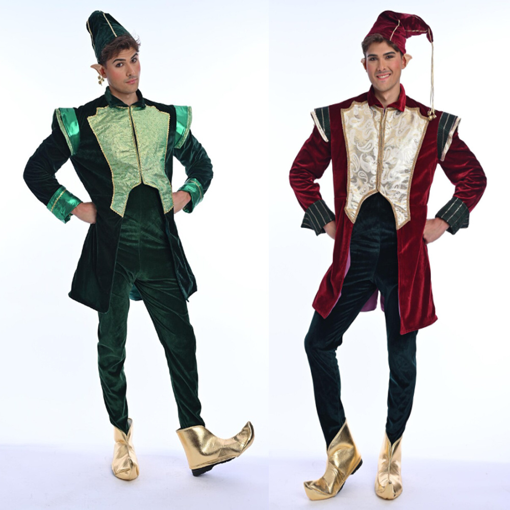 Elf Costume Christmas - Costume de Père Noël en velours