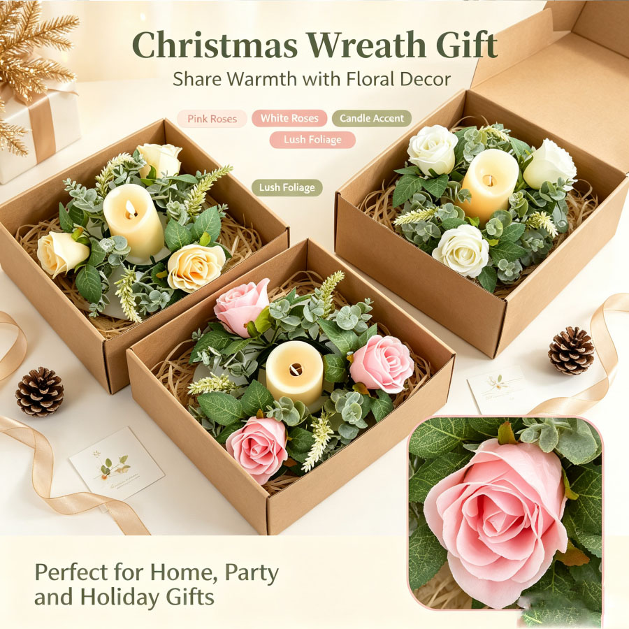 Guirlande florale en forme de  - Christmas Wreath Fake avis et prix